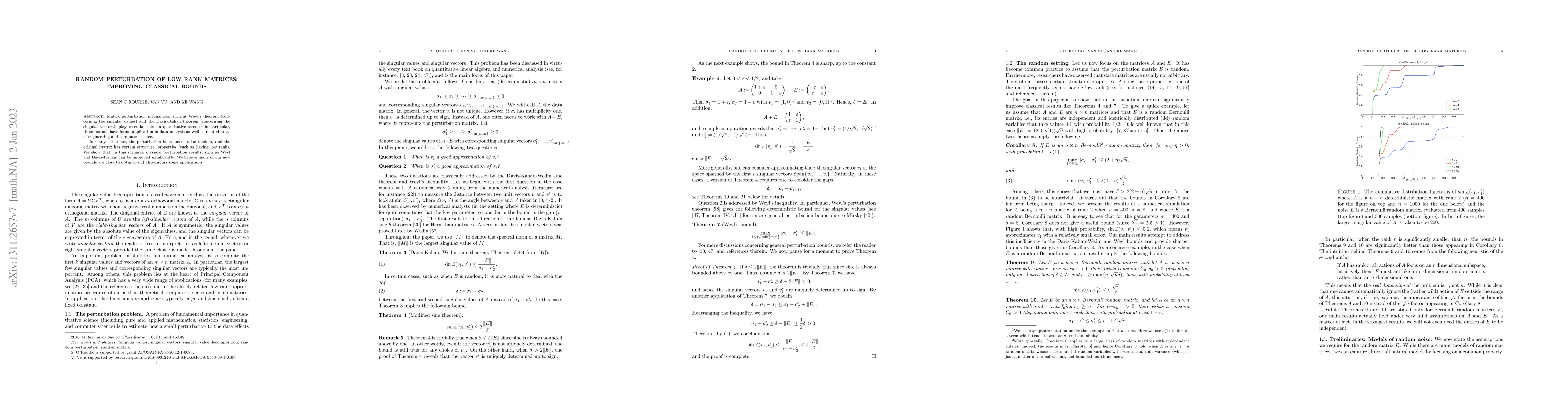 Thumbnail for Random perturbation of low rank matrices: Improving classical bounds