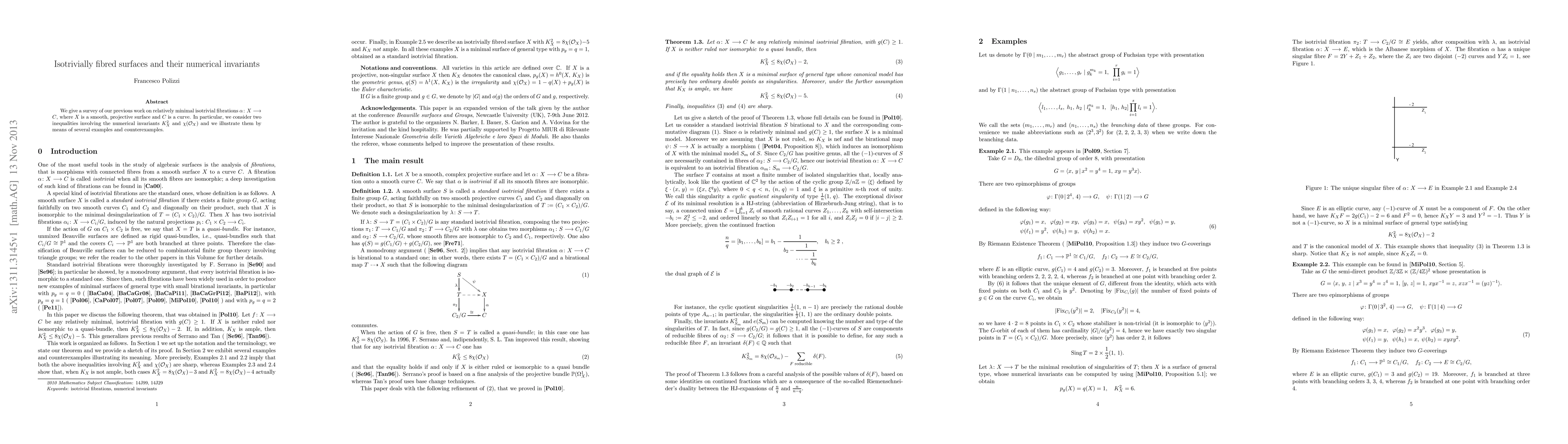 Thumbnail for Isotrivially fibred surfaces and their numerical invariants