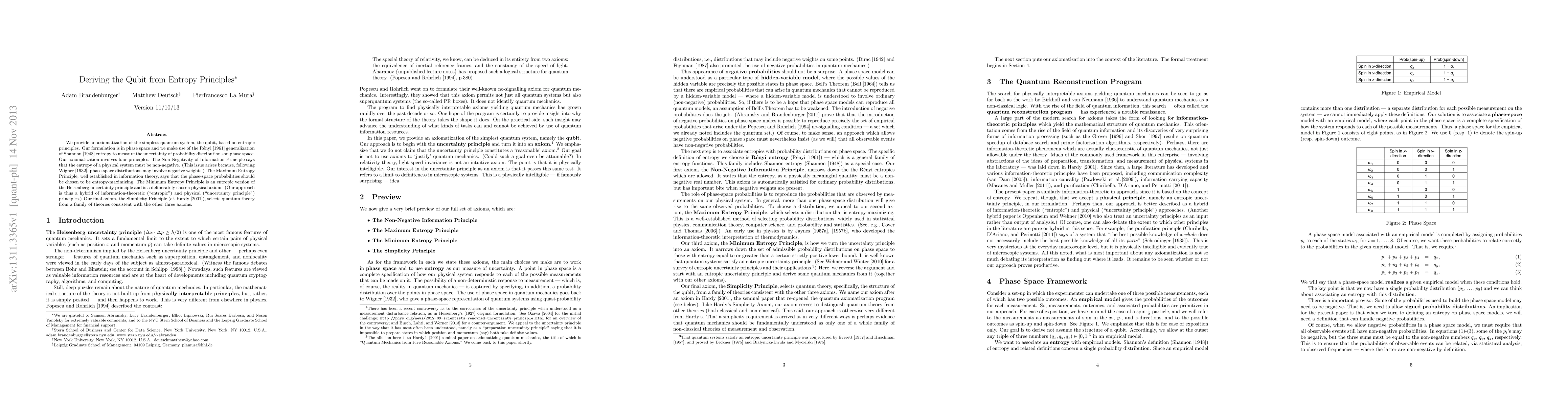 Thumbnail for Deriving the Qubit from Entropy Principles
