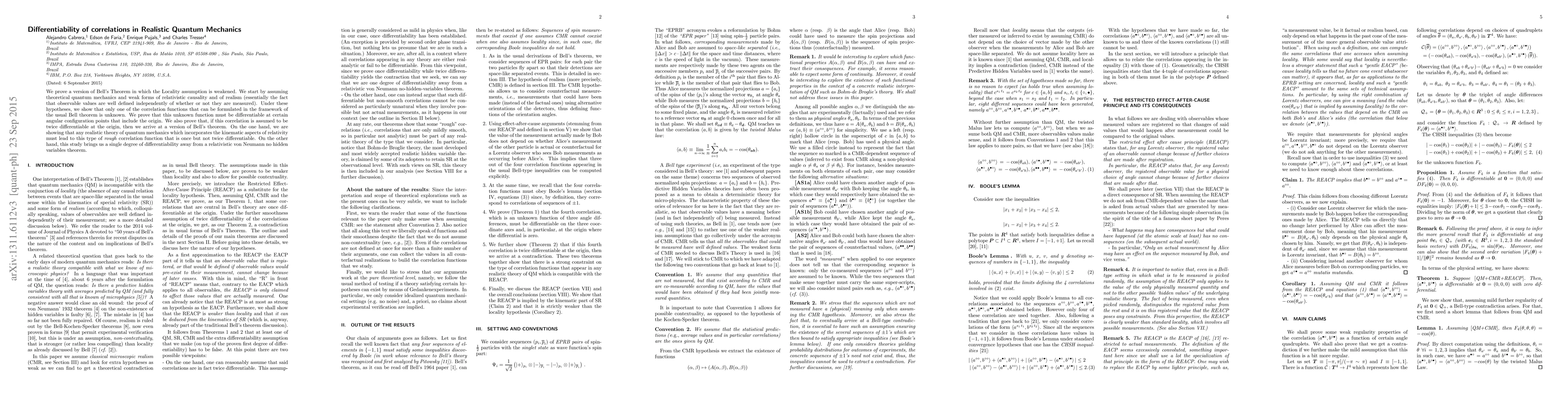 Thumbnail for Differentiability of correlations in Realistic Quantum Mechanics