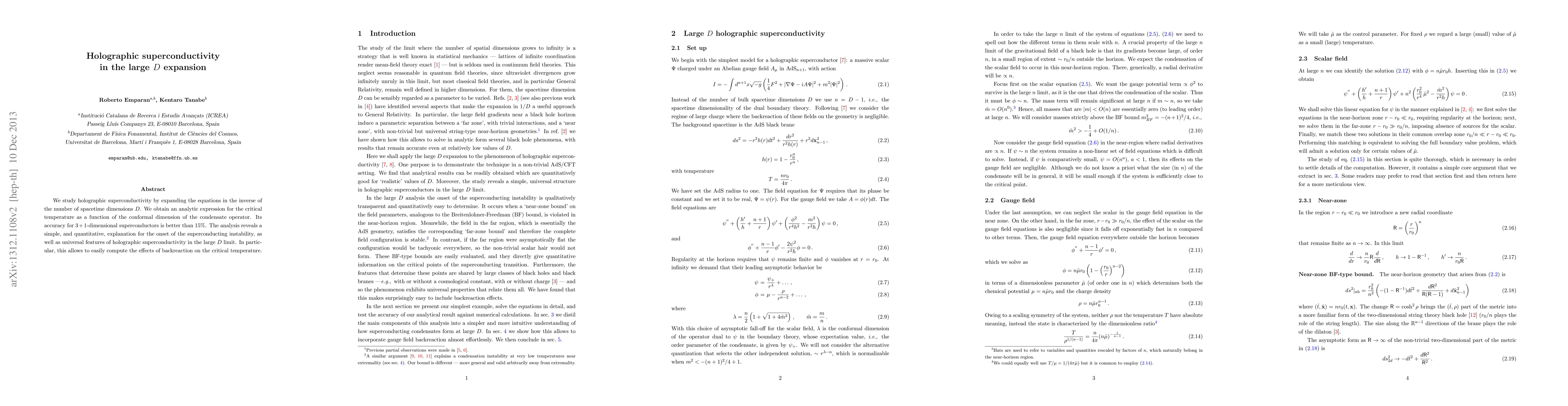 Thumbnail for Holographic superconductivity in the large D expansion