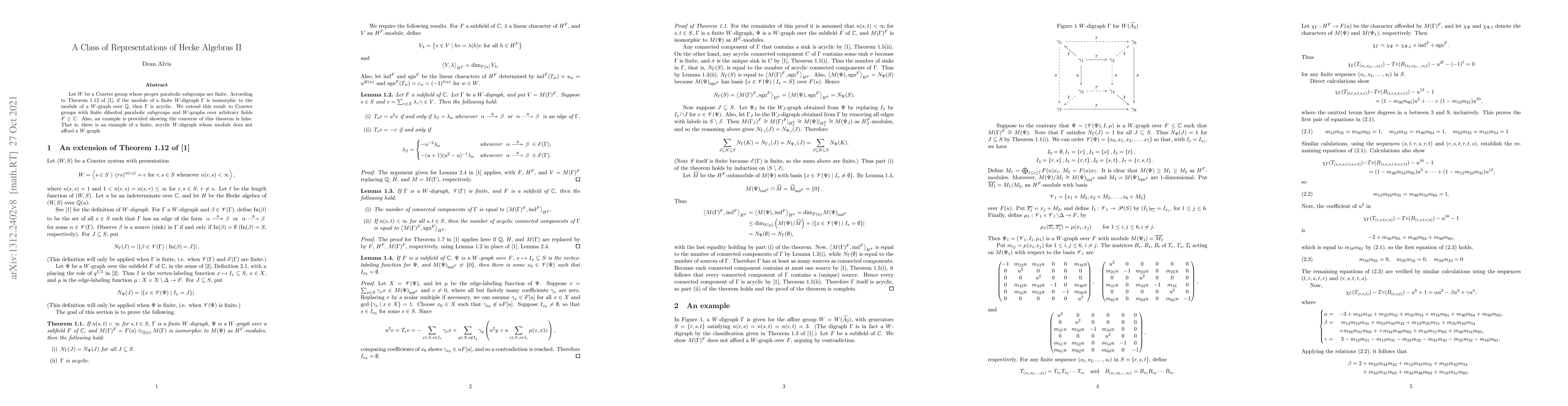 Thumbnail for A class of representations of Hecke algebras II