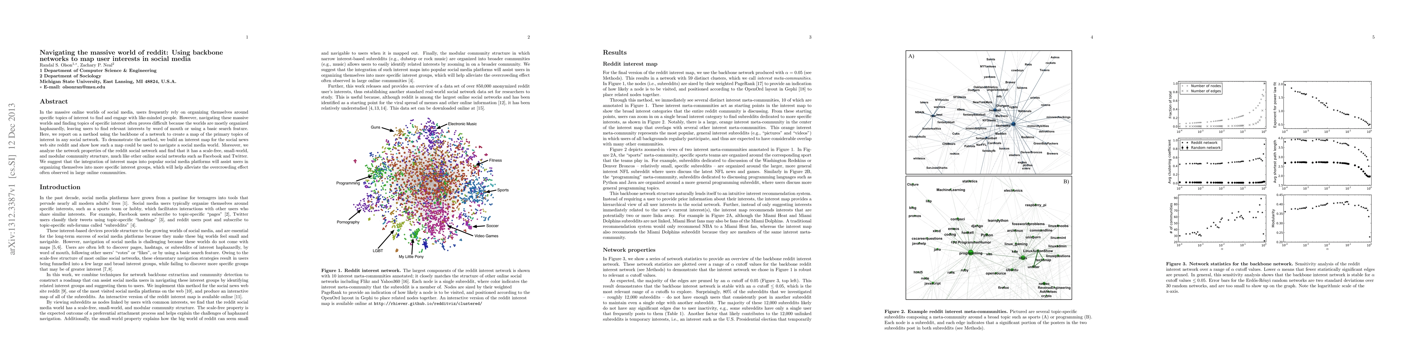Thumbnail for Navigating the massive world of reddit: Using backbone networks to map
  user interests in social media