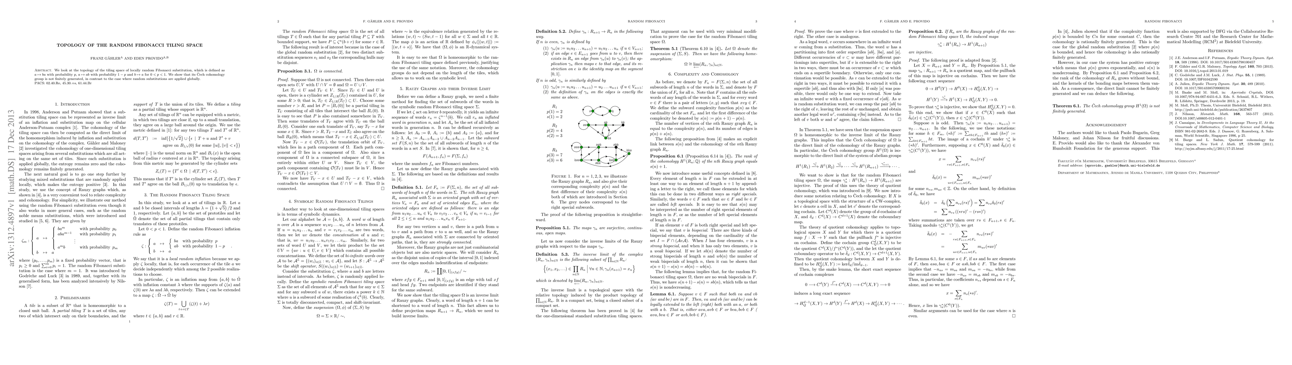 Thumbnail for Topology of the Random Fibonacci Tiling Space