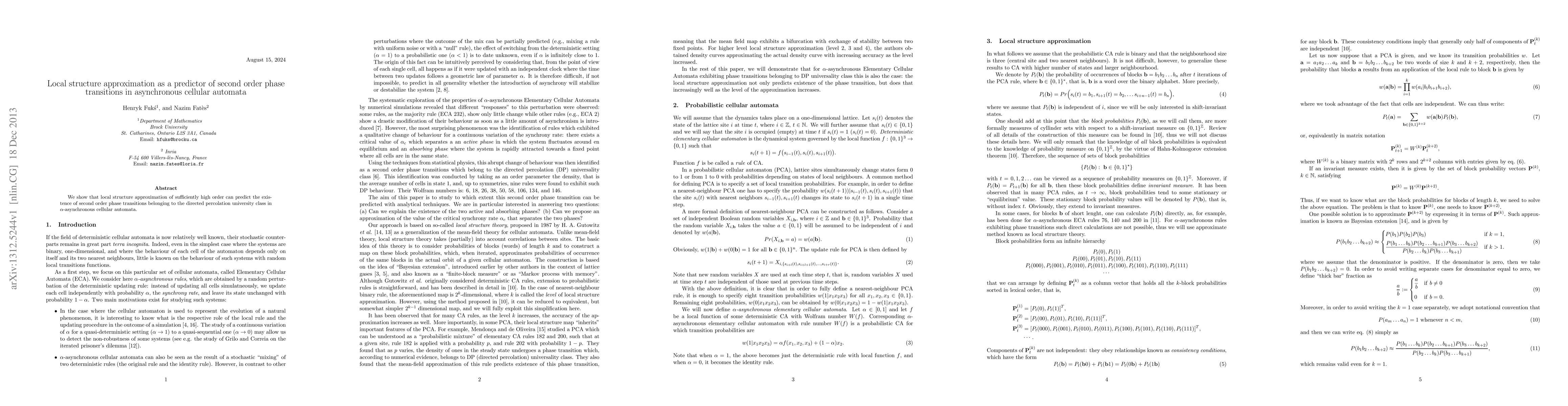 Thumbnail for Local structure approximation as a predictor of second order phase
  transitions in asynchronous cellular automata
