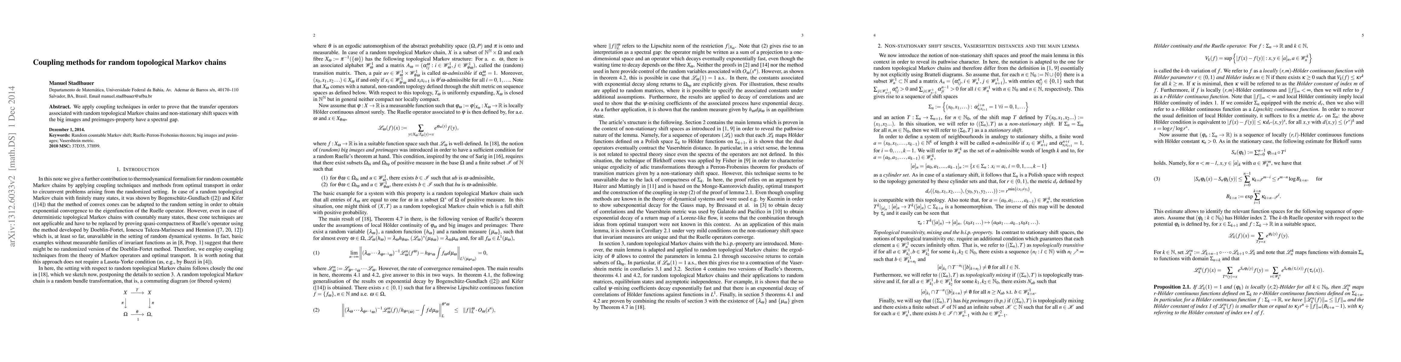 Thumbnail for Coupling methods for random topological Markov chains