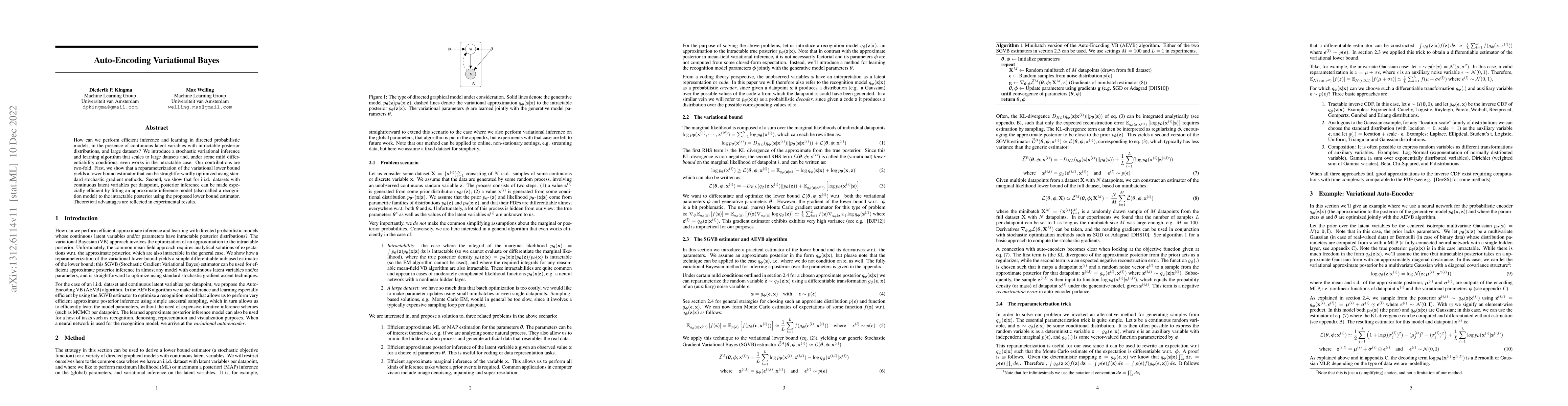 Thumbnail for Auto-Encoding Variational Bayes