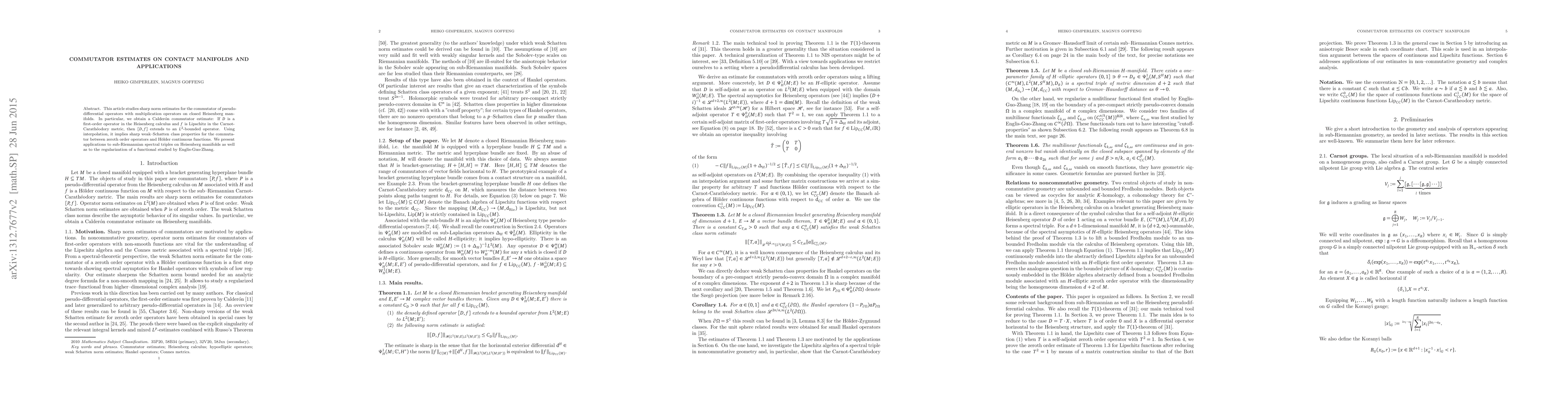 Thumbnail for Commutator estimates on contact manifolds and applications