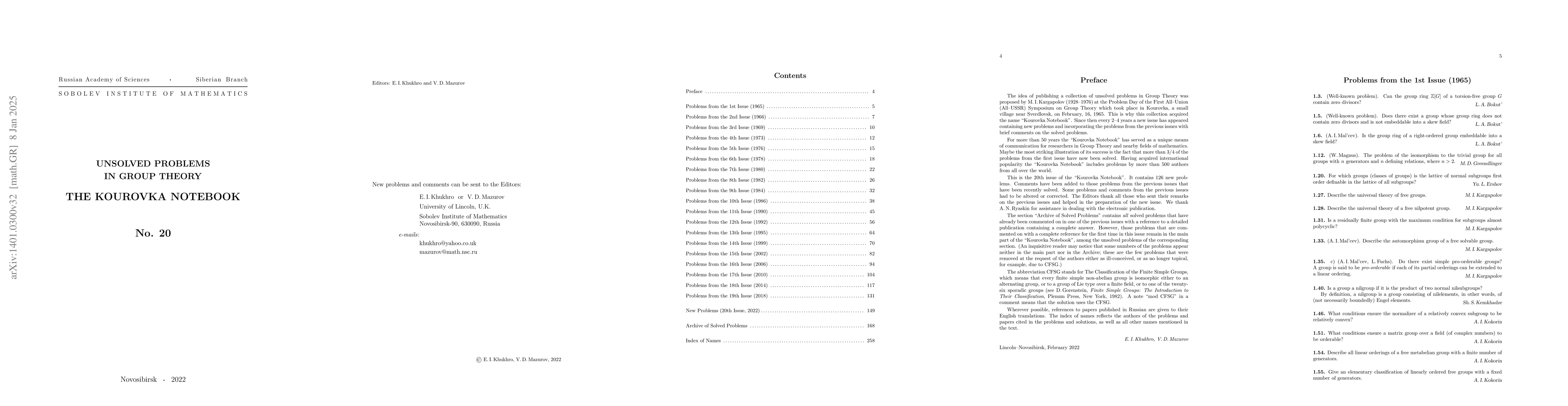 Thumbnail for Unsolved Problems in Group Theory. The Kourovka Notebook