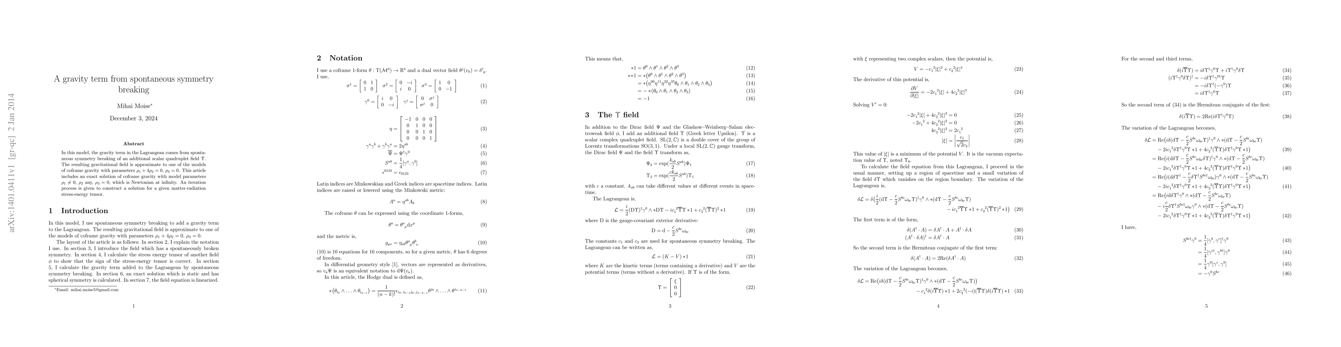Thumbnail for A gravity term from spontaneous symmetry breaking