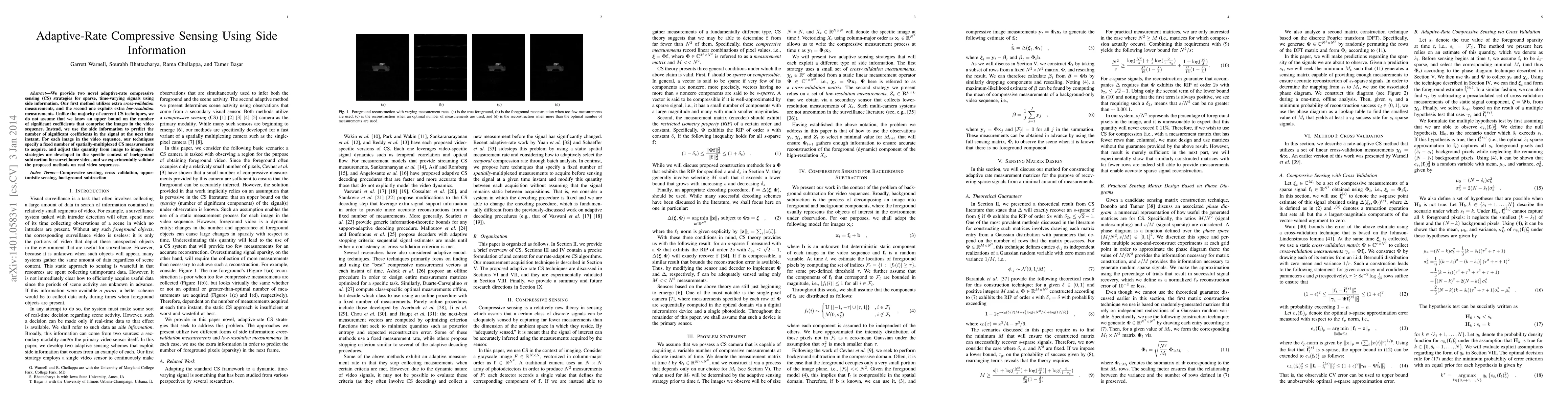 Thumbnail for Adaptive-Rate Compressive Sensing Using Side Information