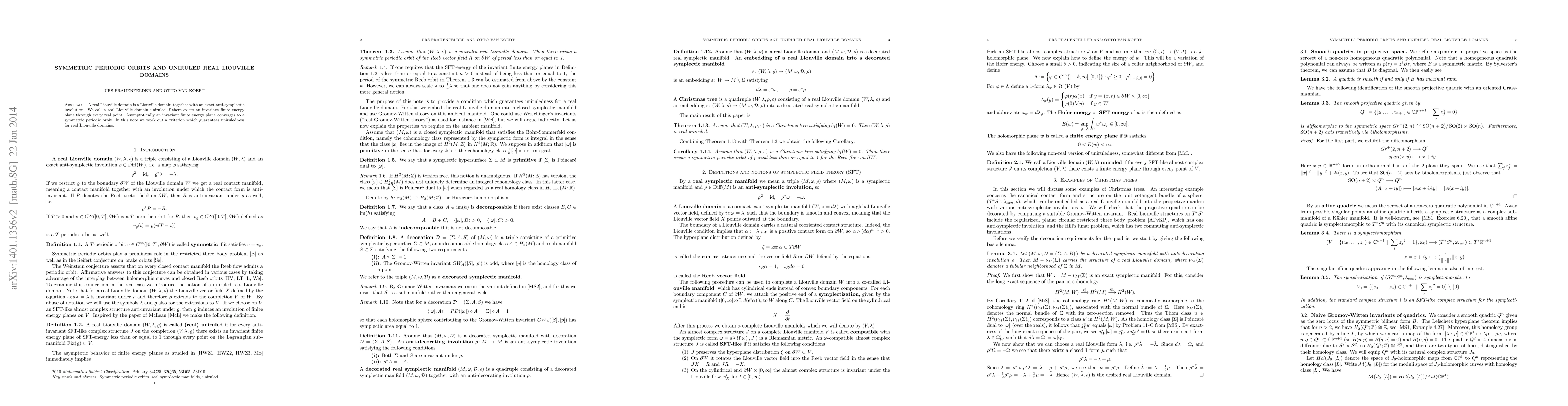 Thumbnail for Symmetric periodic orbits and uniruled real Liouville domains