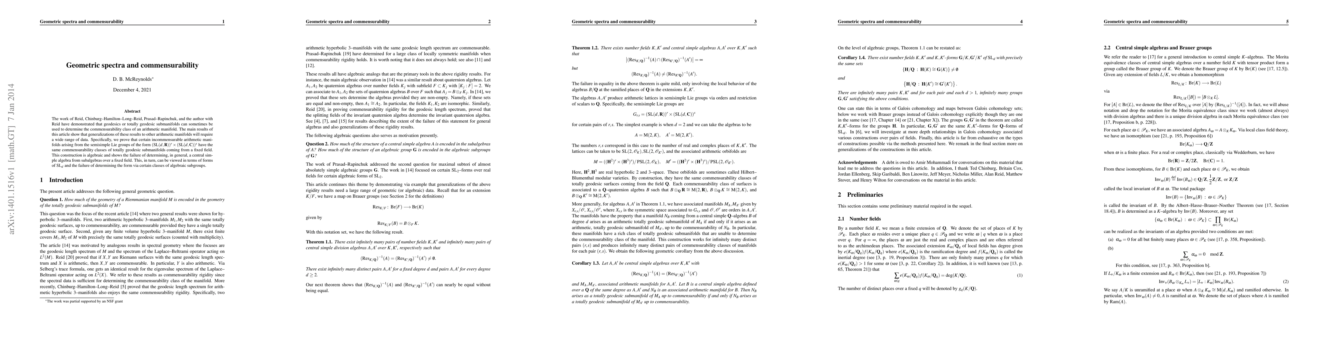 Thumbnail for Geometric spectra and commensurability