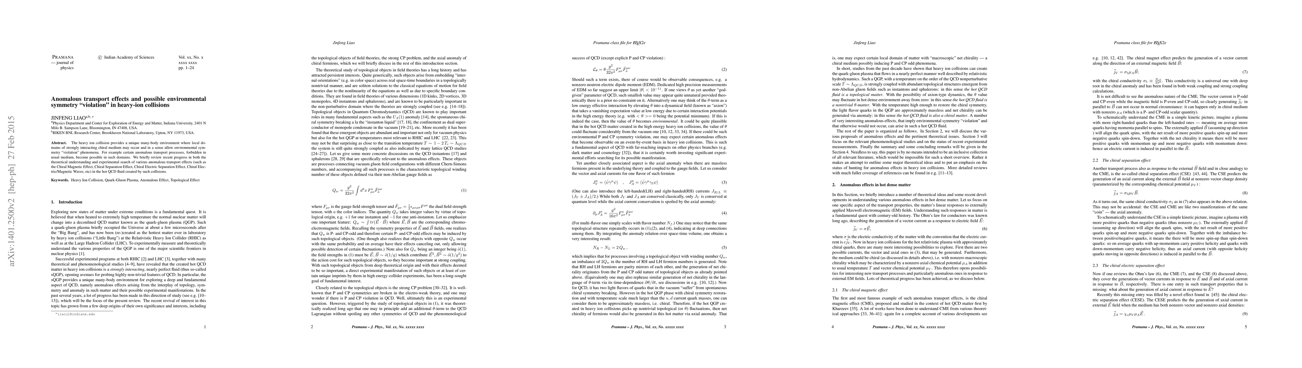 Thumbnail for Anomalous transport effects and possible environmental symmetry
  "violation" in heavy ion collisions
