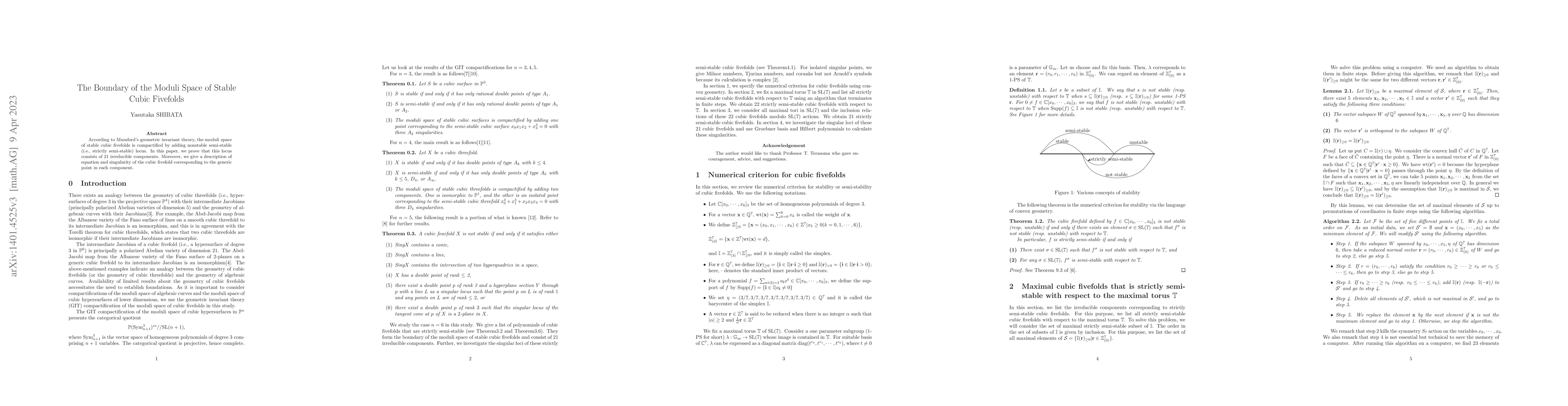 Thumbnail for The boundary of the moduli space of stable cubic fivefolds