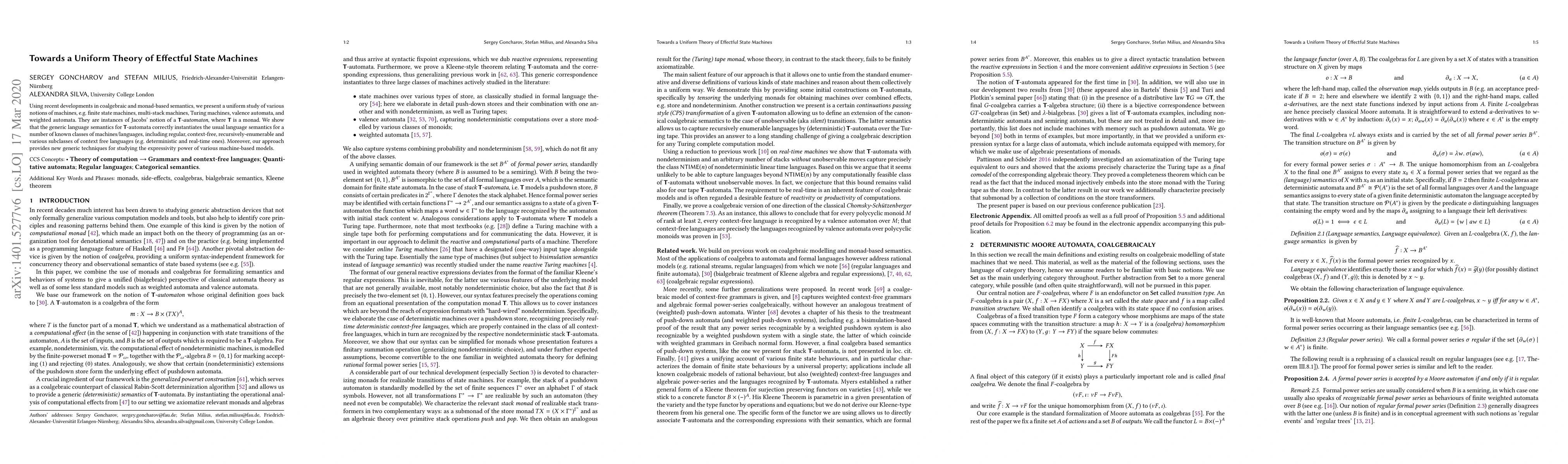 Thumbnail for Towards a Uniform Theory of Effectful State Machines