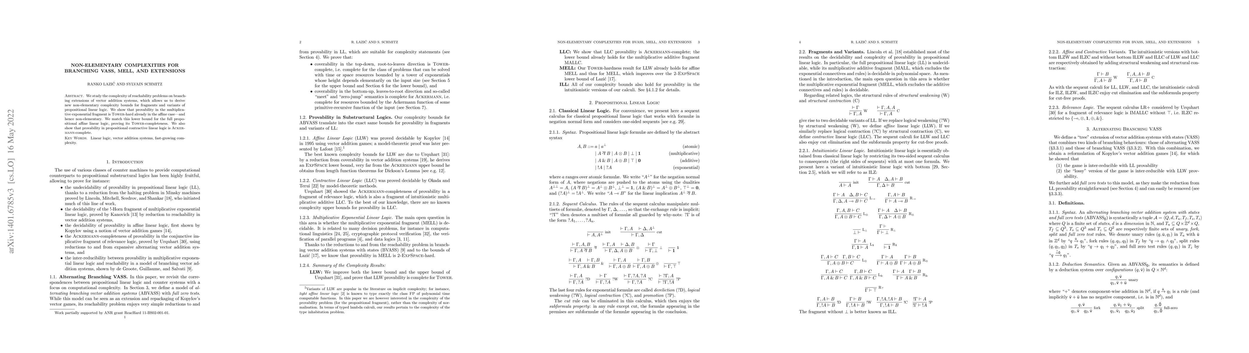 Thumbnail for Non-Elementary Complexities for Branching VASS, MELL, and Extensions