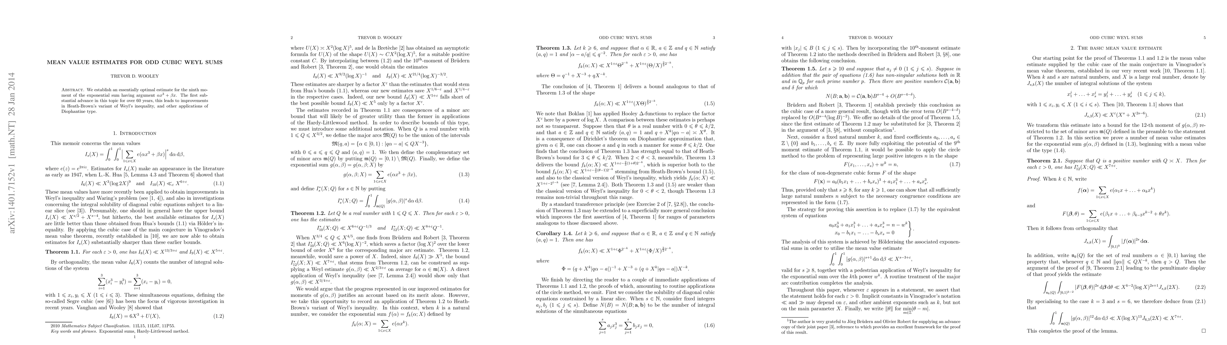 Thumbnail for Mean value estimates for odd cubic Weyl sums