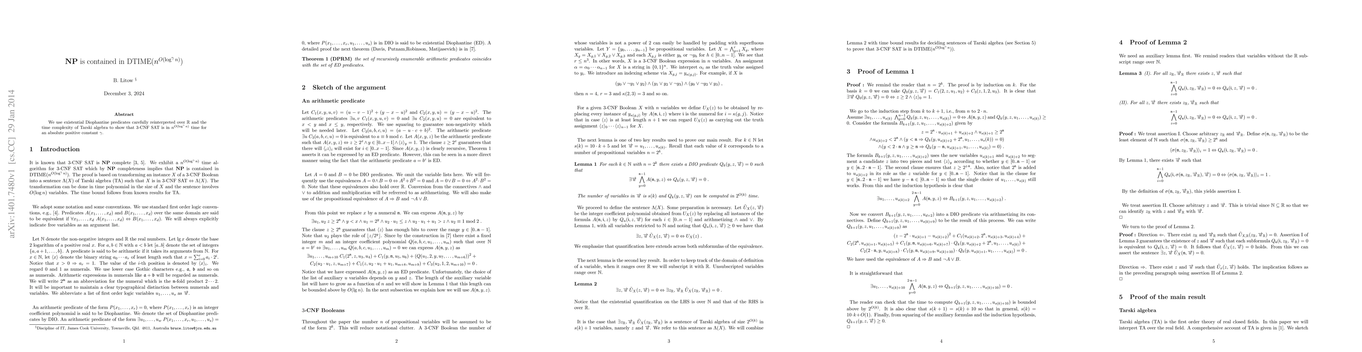 Thumbnail for NP is contained in DTIME(n^O(log^{gamma}))