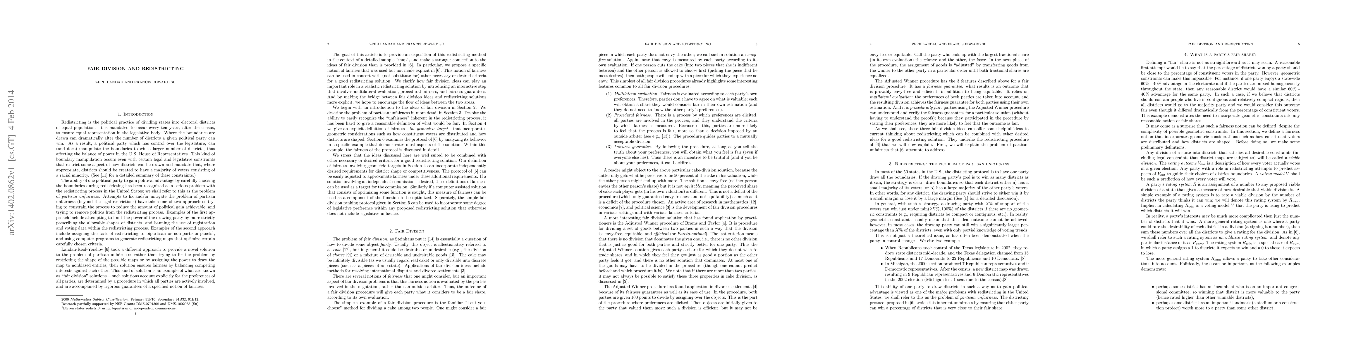 Thumbnail for Fair Division and Redistricting