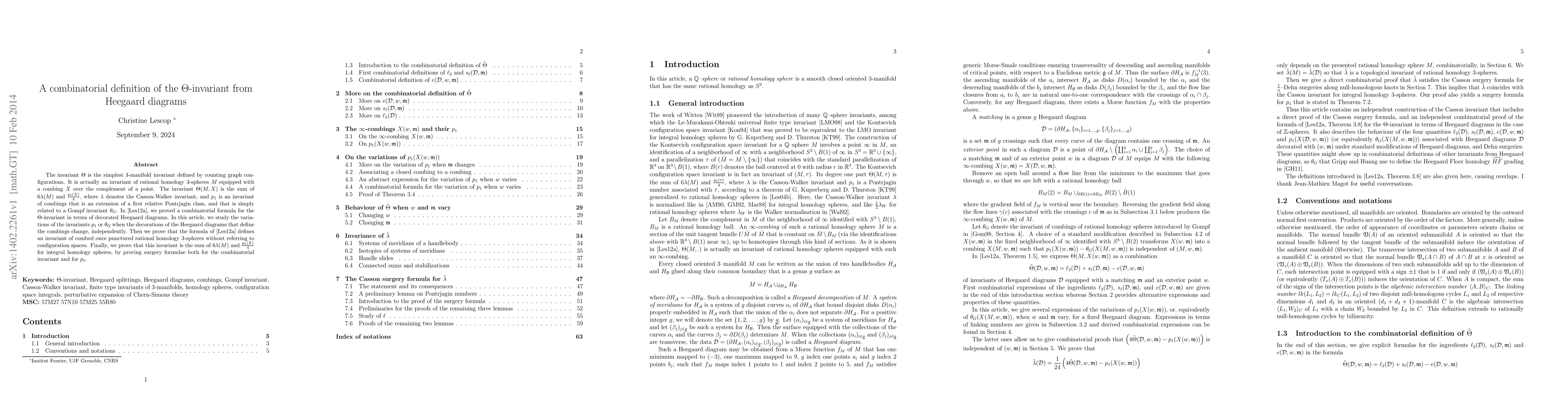 Thumbnail for A combinatorial definition of the Theta-invariant from Heegaard diagrams