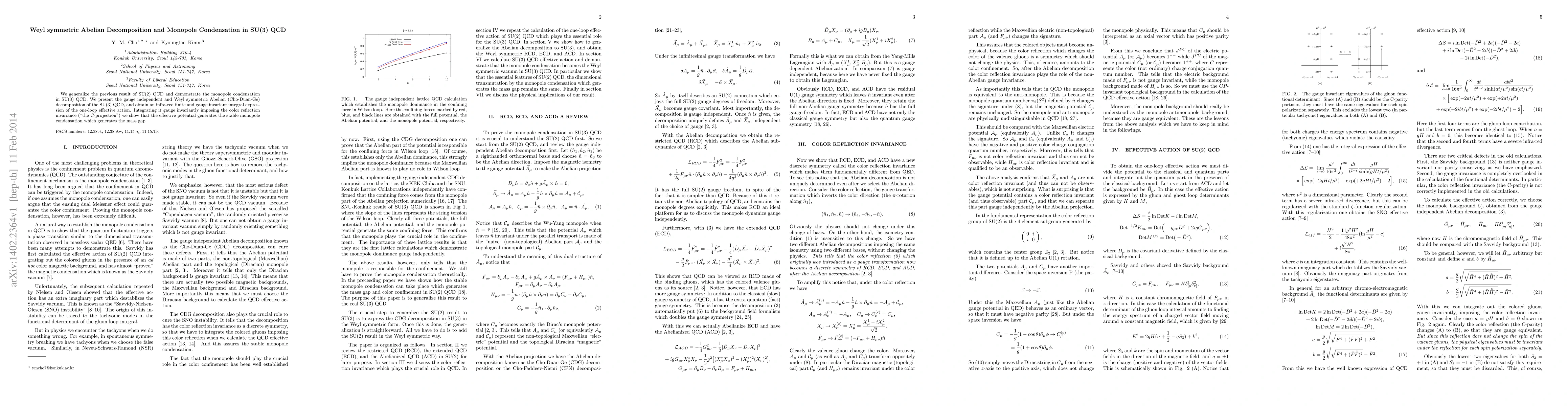 Thumbnail for Weyl symmetric Effective Action and Monopole Condensation in SU(3) QCD