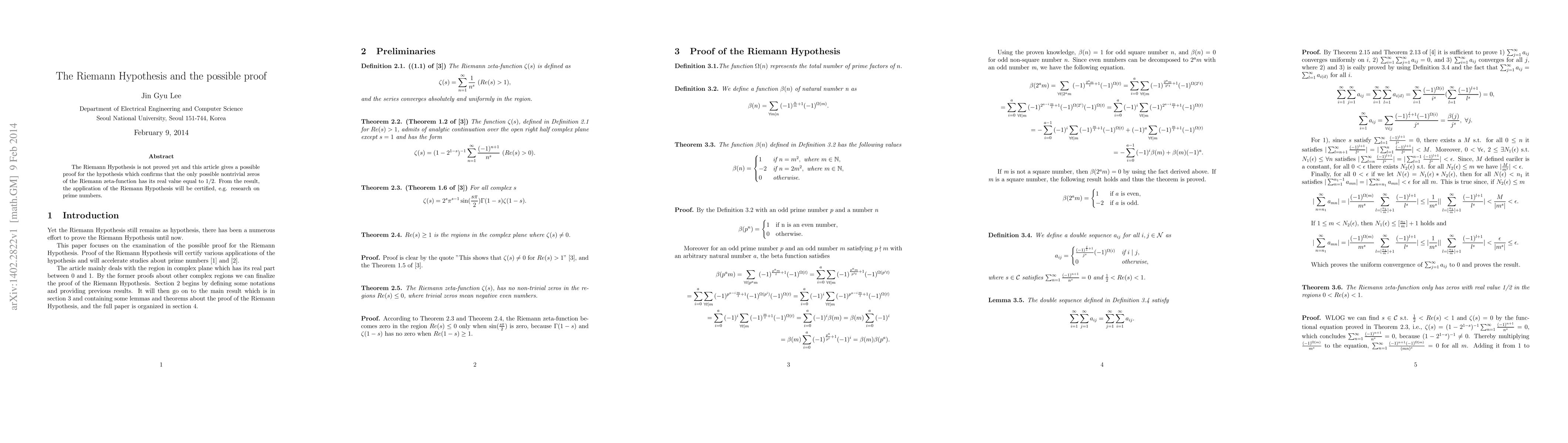 Thumbnail for The Riemann Hypothesis and the possible proof