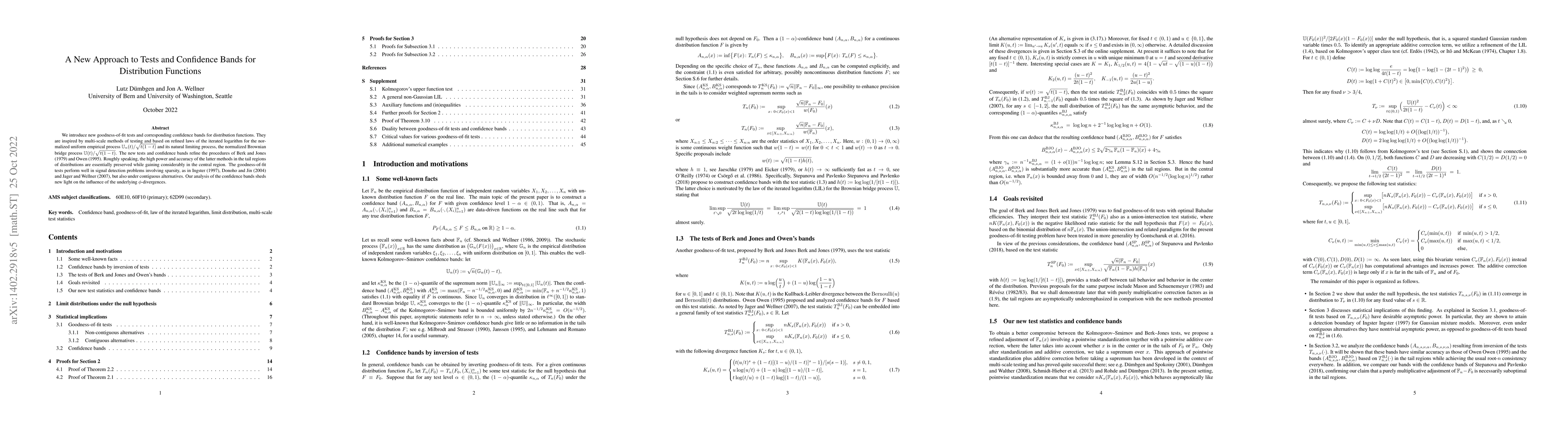 Thumbnail for A New Approach to Tests and Confidence Bands for Distribution Functions