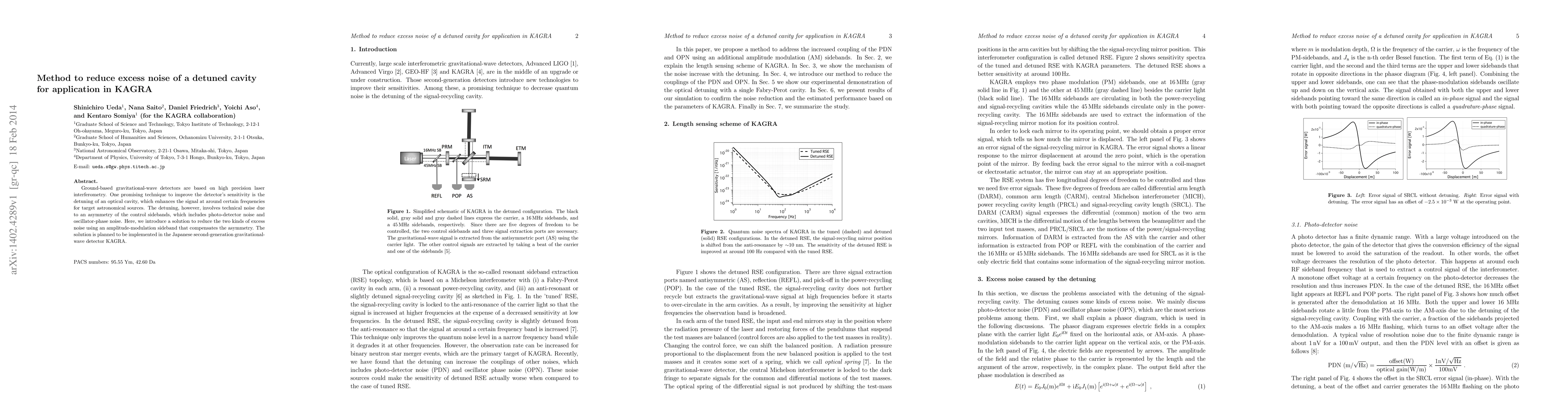 Thumbnail for Method to reduce excess noise of a detuned cavity for application in
  KAGRA