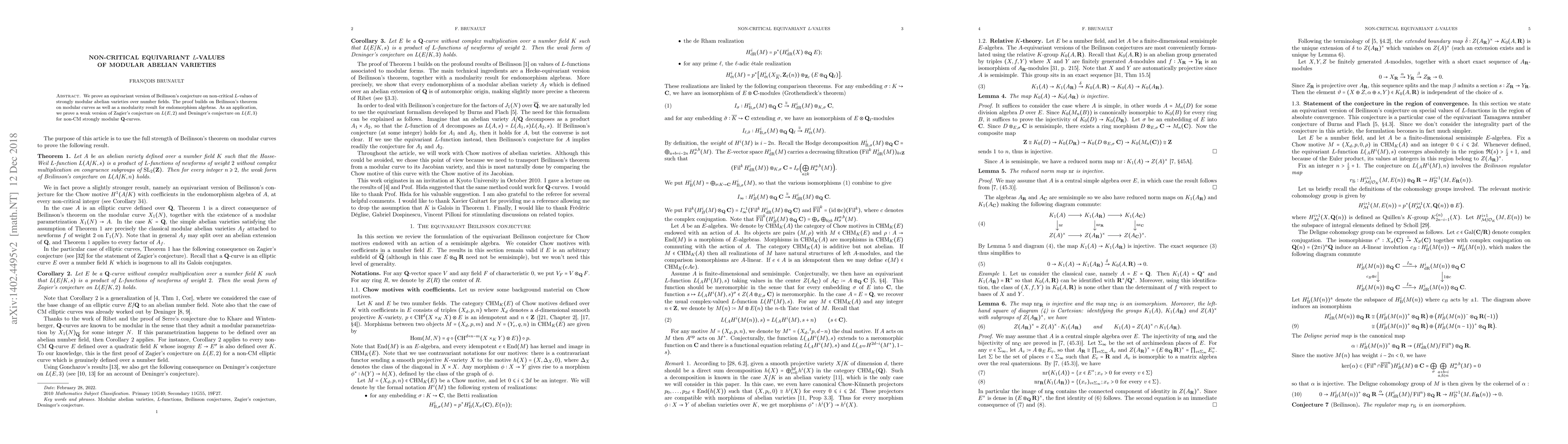 Thumbnail for Non-critical equivariant L-values of modular abelian varieties