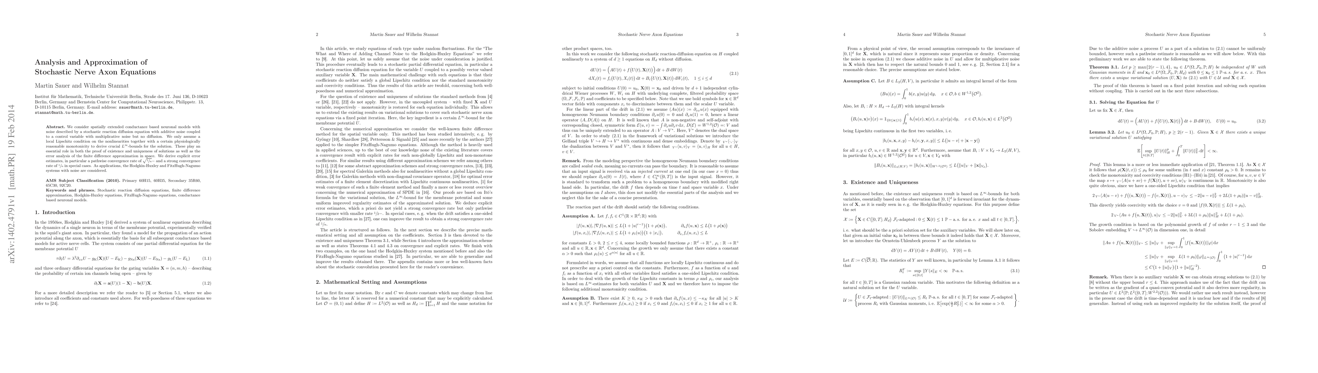 Thumbnail for Analysis and Approximation of Stochastic Nerve Axon Equations