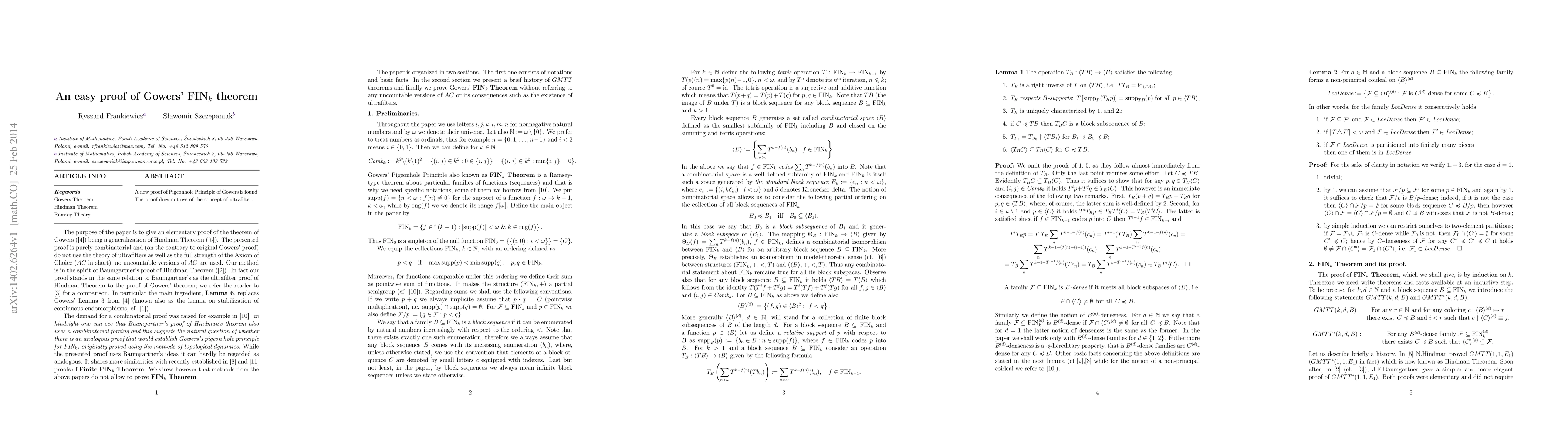 Thumbnail for Combinatorial proofs of Gowers' FIN$_k$ and FIN$_k^\pm$ theorem