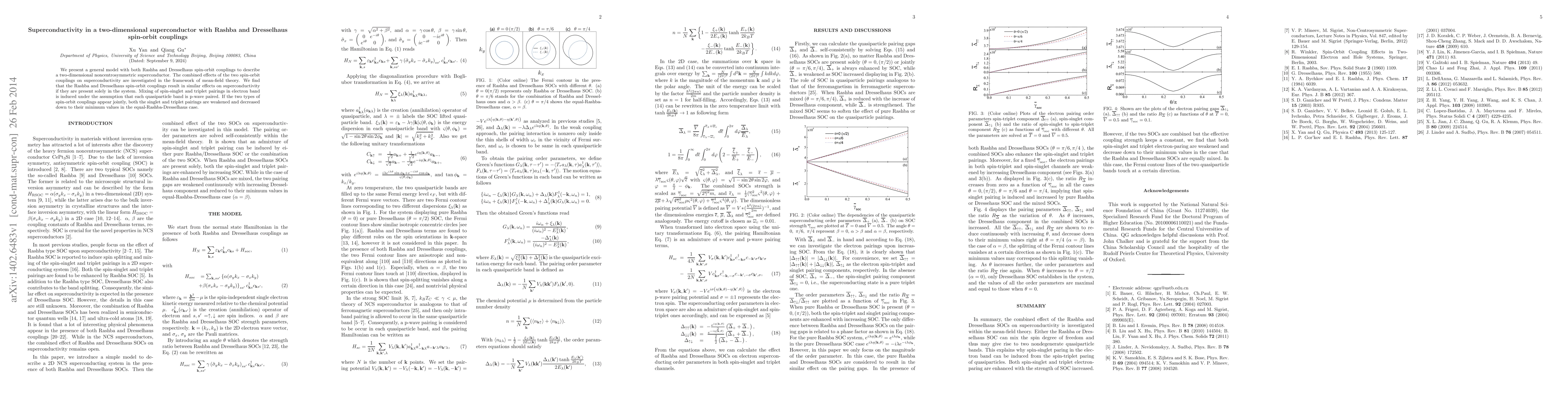 Thumbnail for Superconductivity in a two-dimensional superconductor with Rashba and
  Dresselhaus spin-orbit couplings