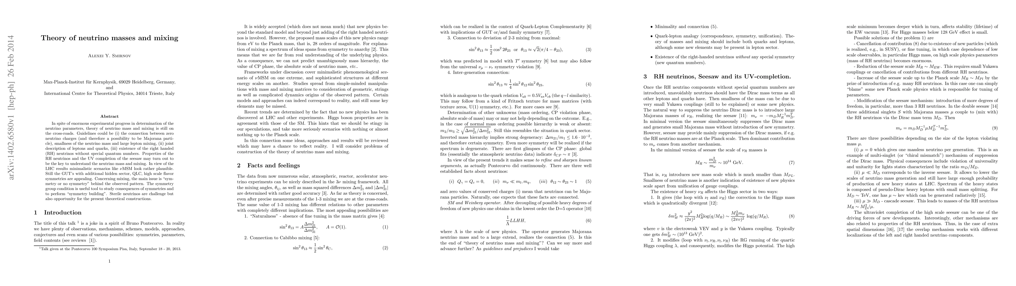 Thumbnail for Theory of neutrino masses and mixing