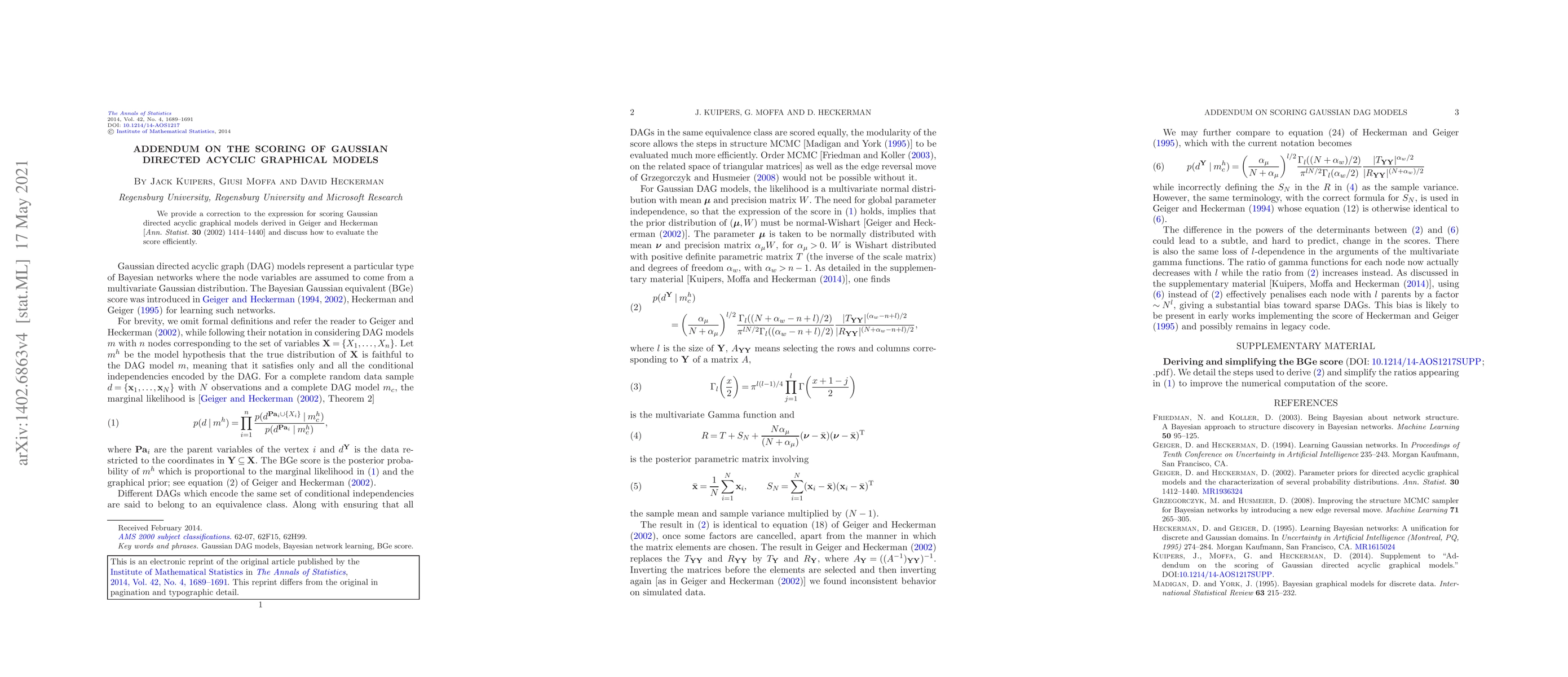 Thumbnail for Addendum on the scoring of Gaussian directed acyclic graphical models