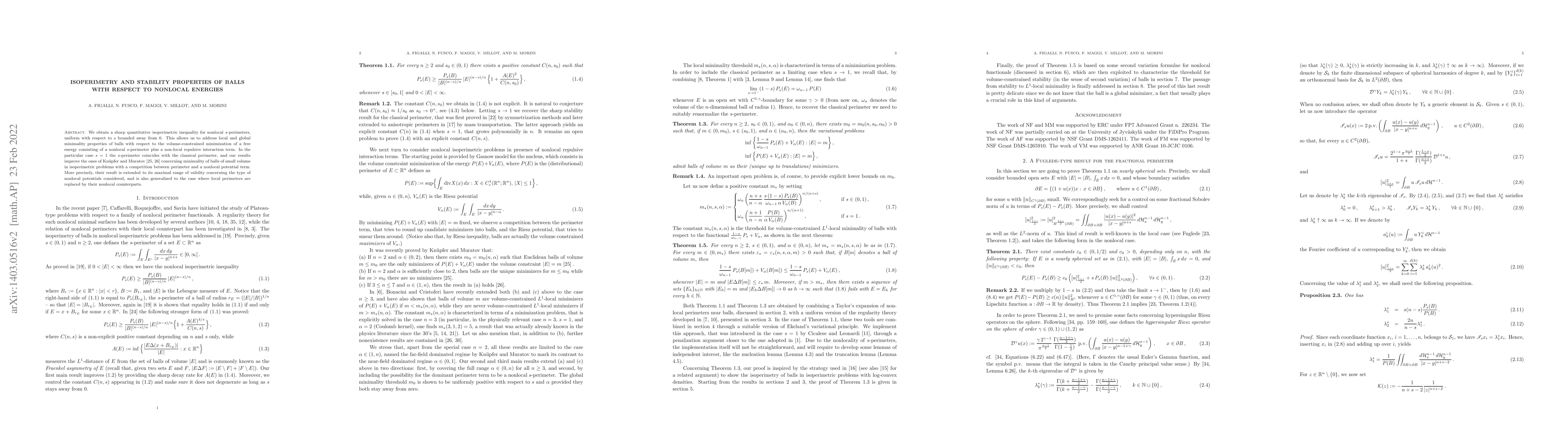 Thumbnail for Isoperimetry and stability properties of balls with respect to nonlocal
  energies