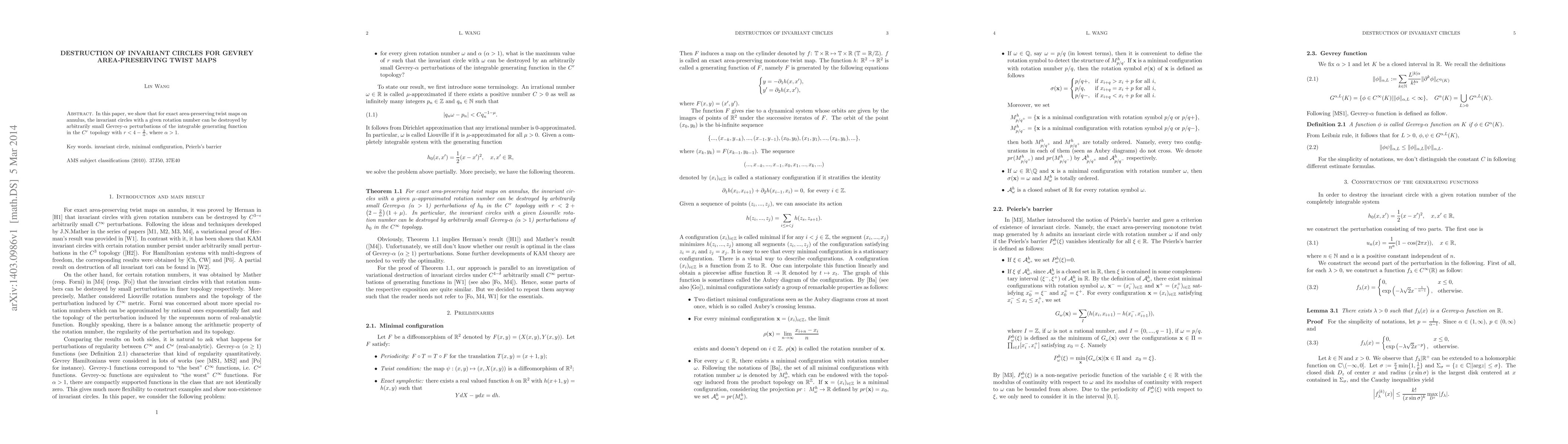 Thumbnail for Destruction of invariant circles for Gevrey area-preserving twist maps