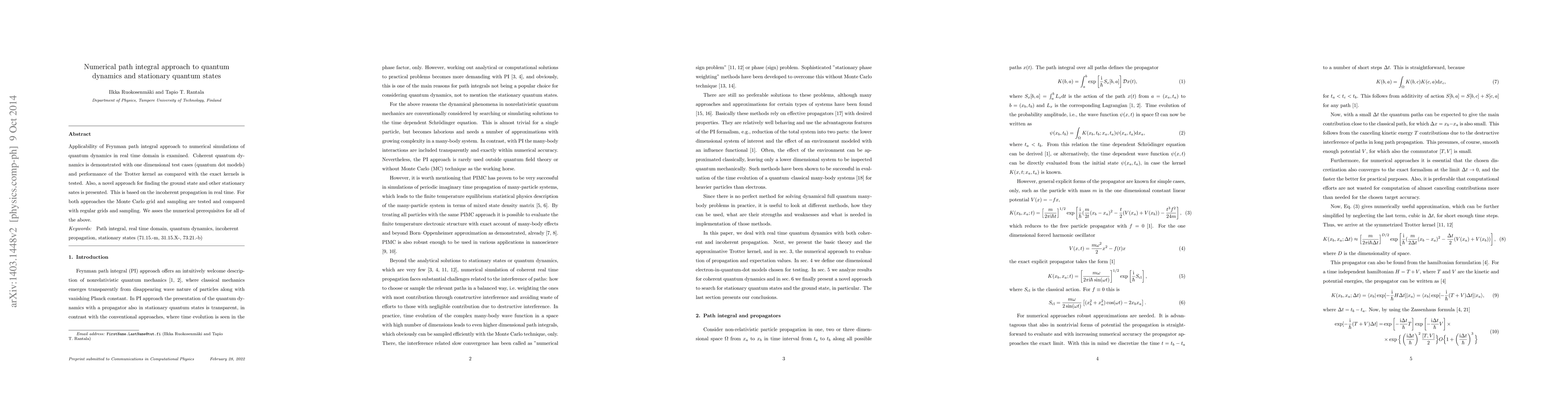 Thumbnail for Numerical path integral approach to quantum dynamics and stationary
  quantum states