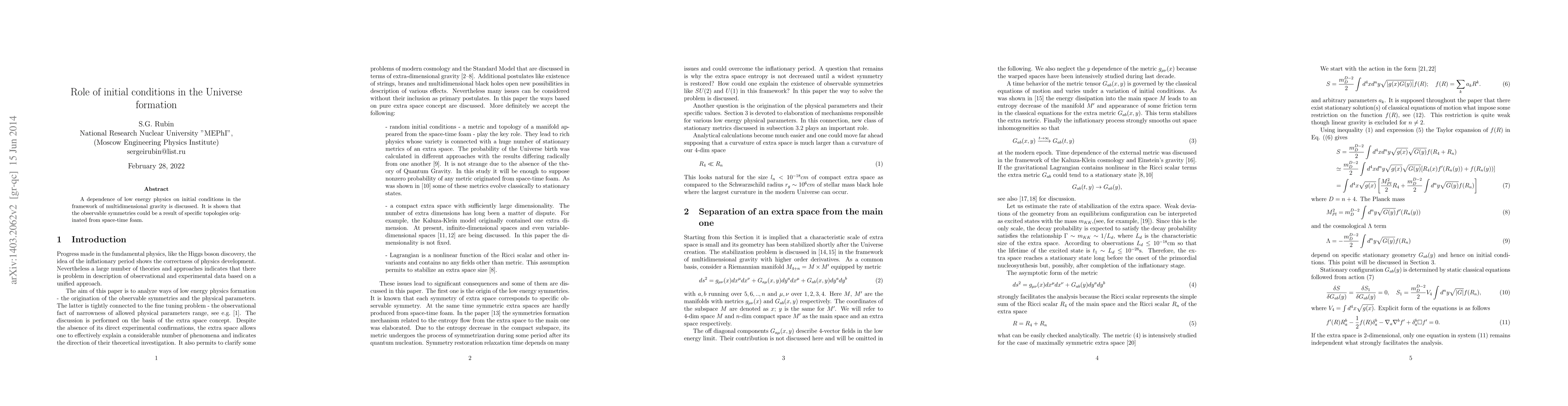 Thumbnail for Role of initial conditions in the Universe formation
