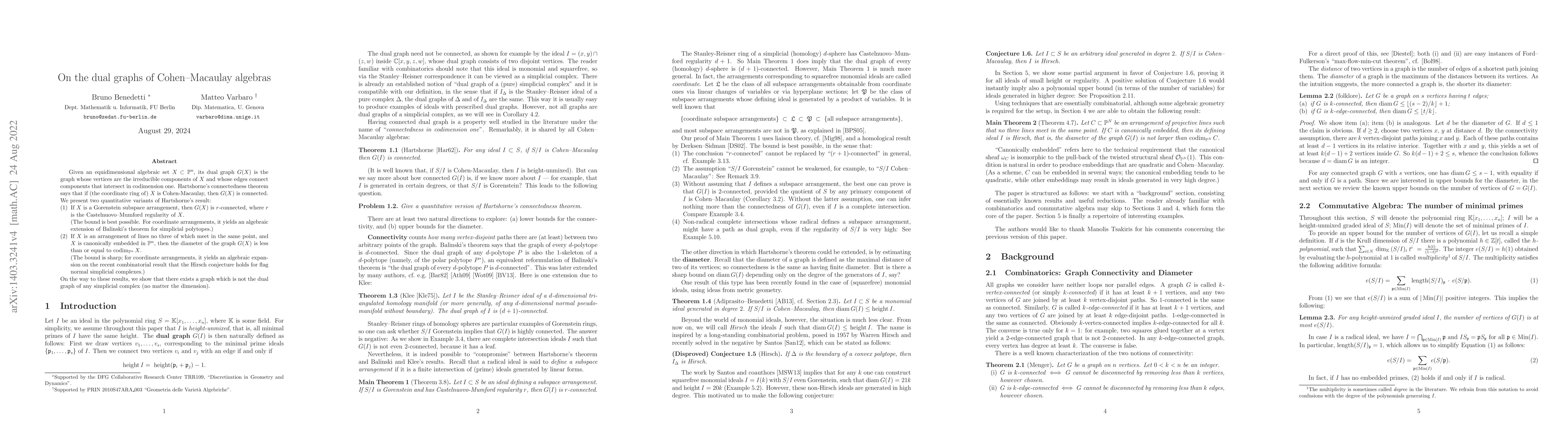 Thumbnail for On the dual graph of Cohen-Macaulay algebras