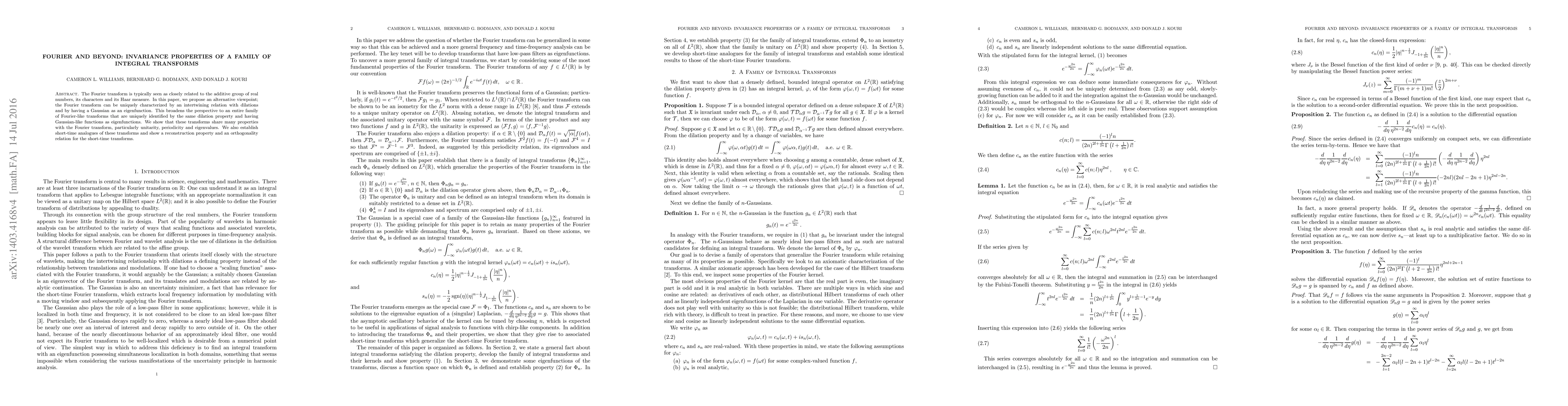 Thumbnail for Fourier and Beyond: Invariance Properties of a Family of Integral
  Transforms