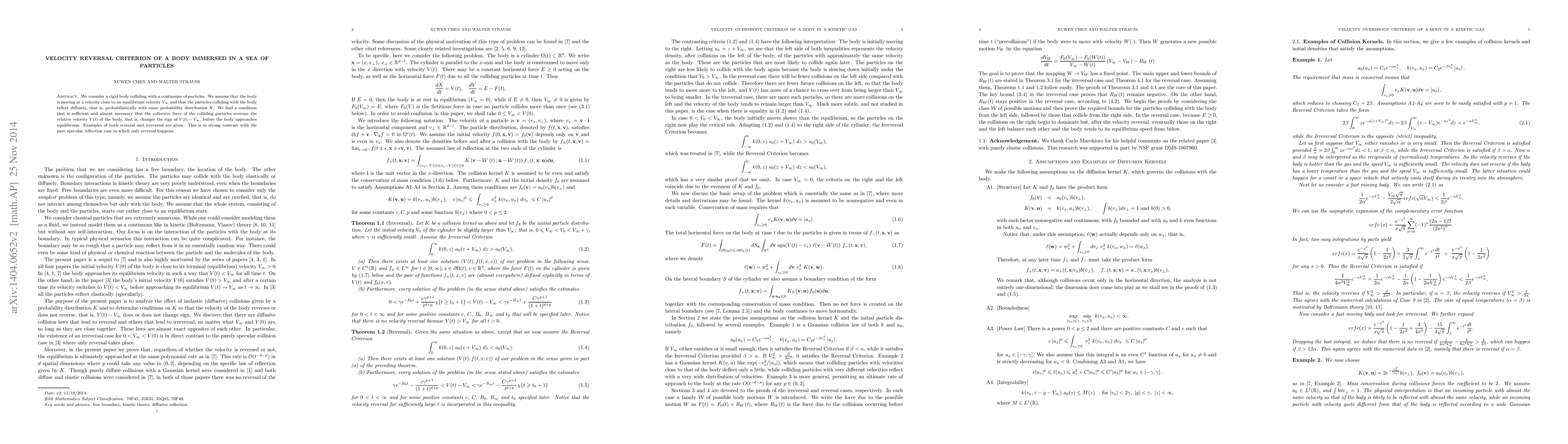 Thumbnail for Velocity Reversal Criterion of a Body Immersed in a Sea of Particles