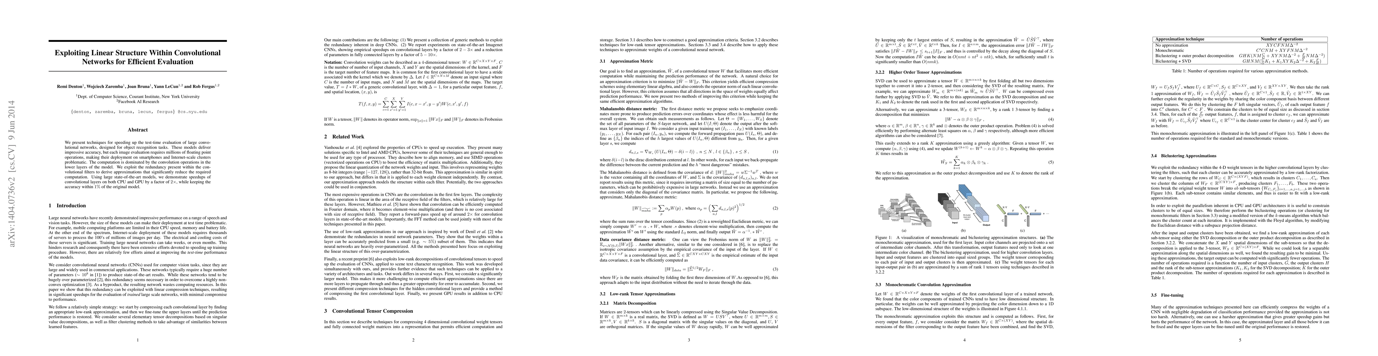 Thumbnail for Exploiting Linear Structure Within Convolutional Networks for Efficient
  Evaluation