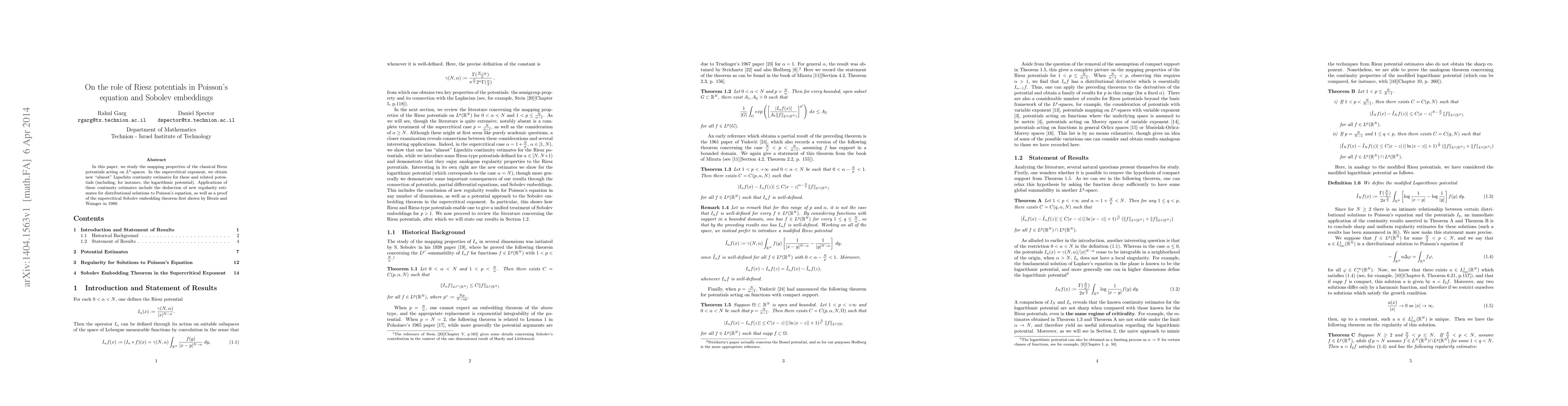 Thumbnail for On the role of Riesz potentials in Poisson's equation and Sobolev
  embeddings