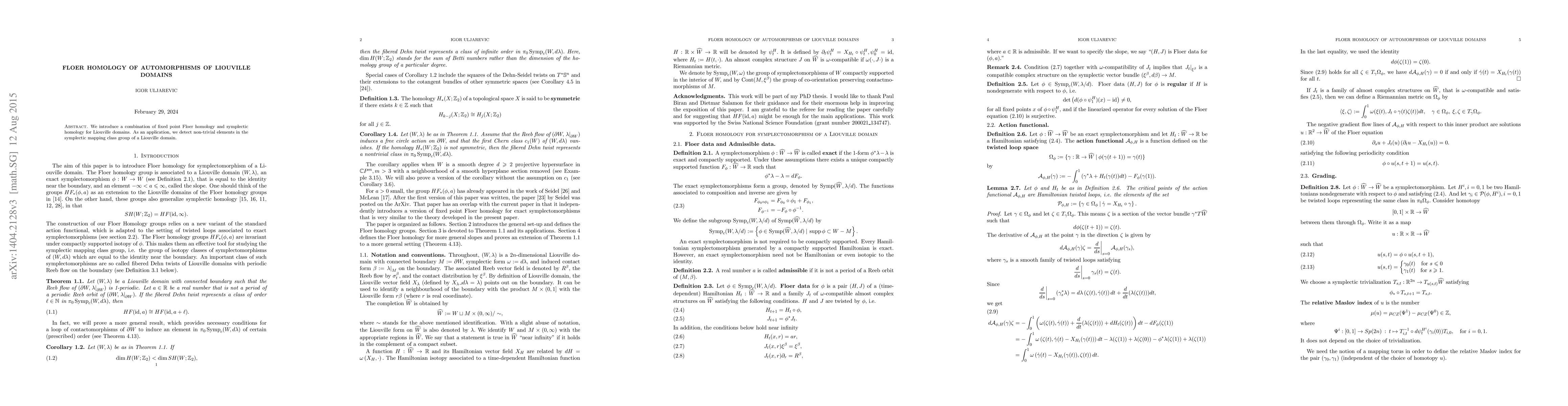 Thumbnail for Floer homology of automorphisms of Liouville domains