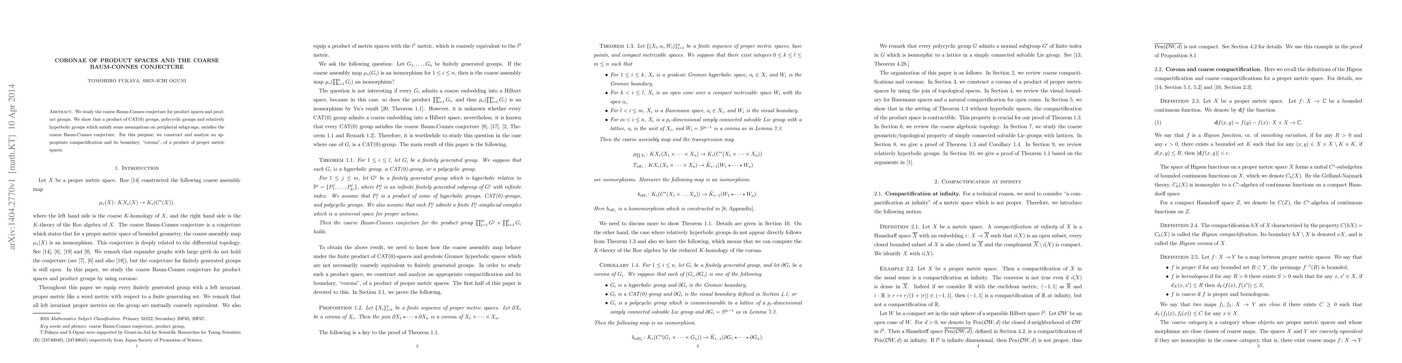 Thumbnail for Coronae of product spaces and the Coarse Baum-Connes conjecture