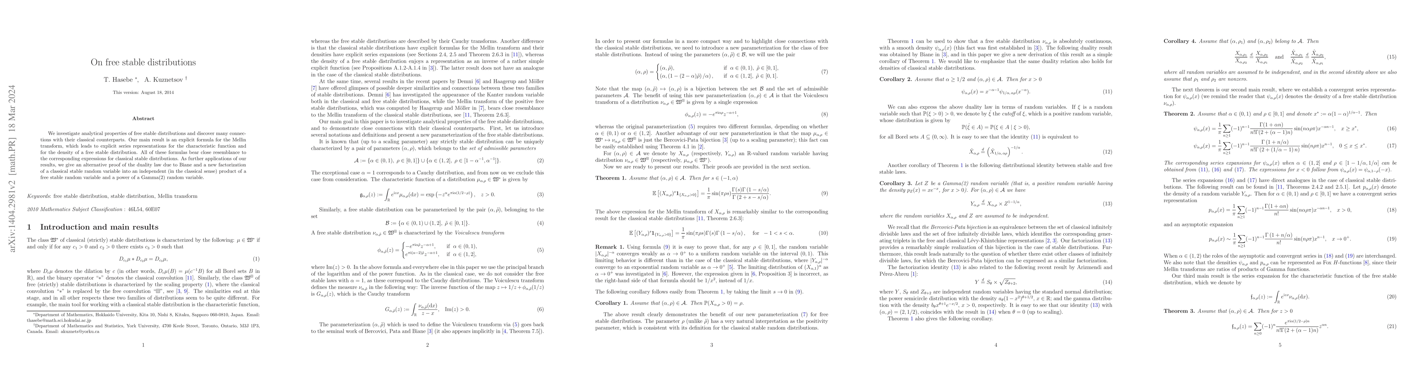Thumbnail for On free stable distributions