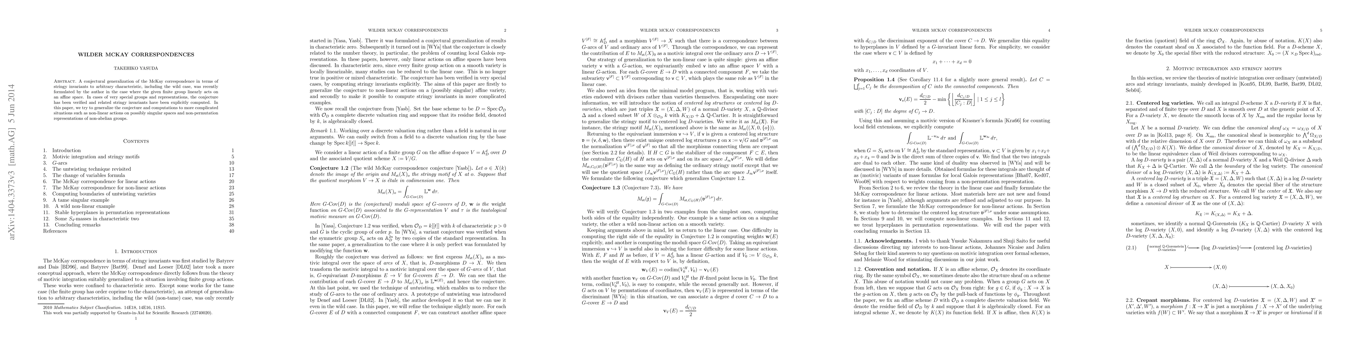 Thumbnail for Wilder McKay correspondences