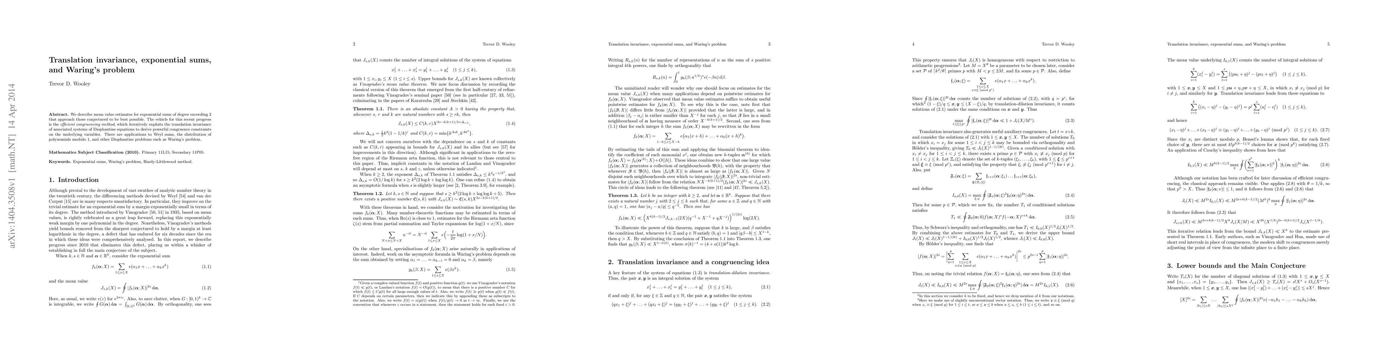 Thumbnail for Translation invariance, exponential sums, and Waring's problem