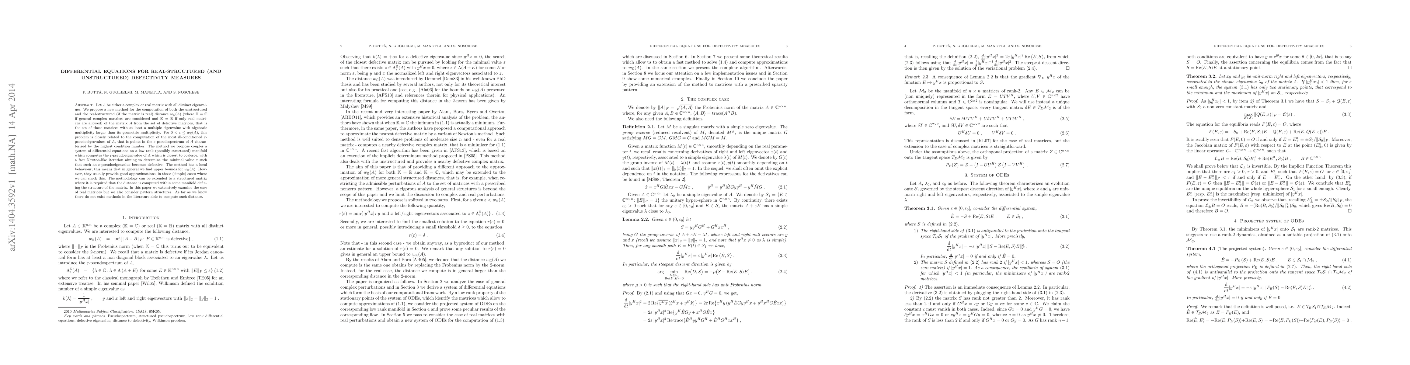 Thumbnail for Differential equations for real-structured (and unstructured)
  defectivity measures